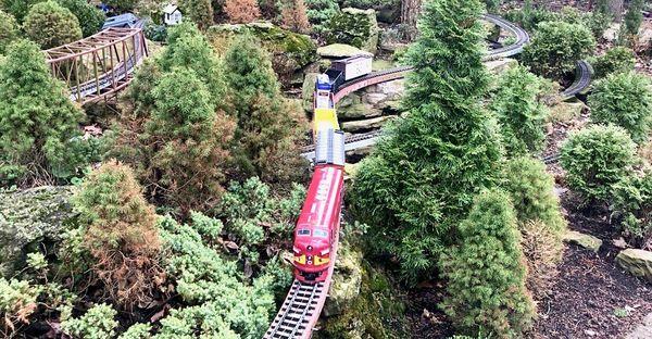 Private home with outdoor model train