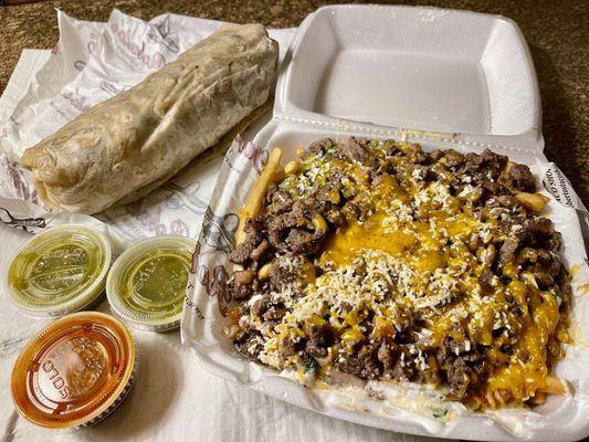 Carne Asada Fries and California Burrito