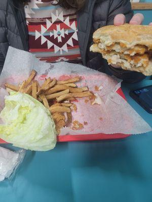 Whiting sandwich and french fries