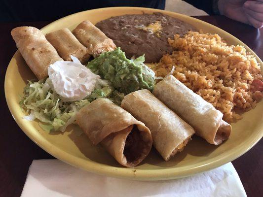 Chicken taquito plate. Tasted like chicken jerky deep fried in tortillas