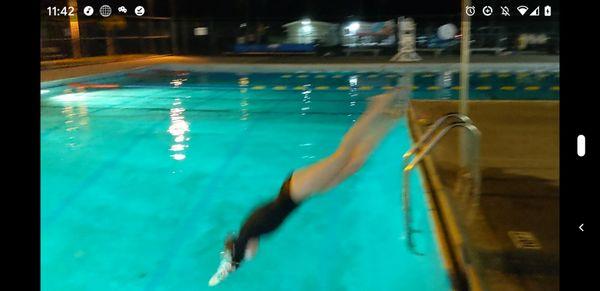 Learning to dive into water, in addition to having learned proper freestyle stroke