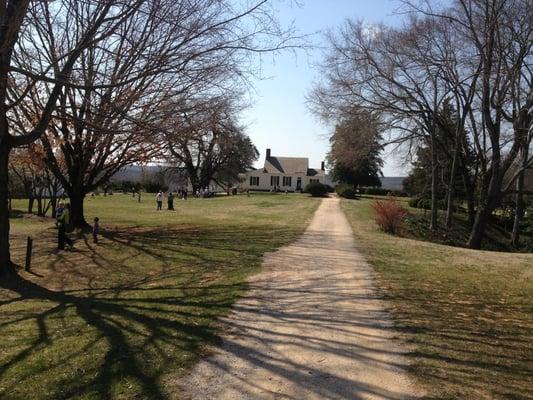 Walking up to house