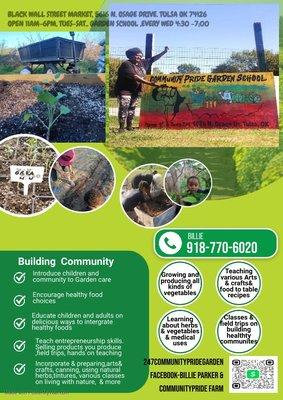 COMMUNITY PRIDE GARDEN SCHOOL. EVERY WEDNESDAY. 5PM-7PM. MARCH- OCTOBER