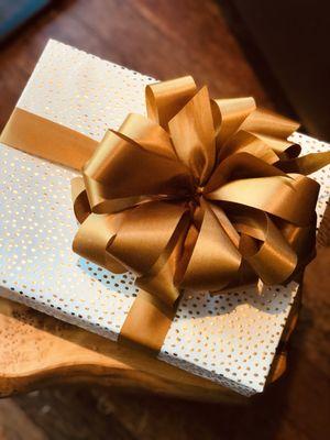 We offer luxury gift-wrapping services! By appointment only!