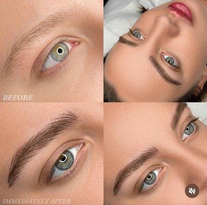 Semi Permanent Makeup - Nanoblading.  Before & After