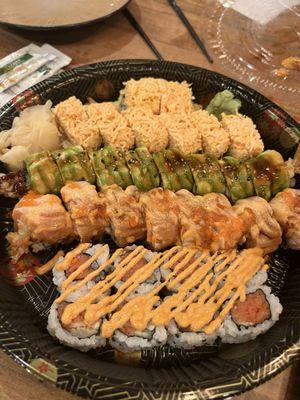 Top to Bottom: White Mountain Roll, Orochi Roll, Steeler Roll, Spicy Tuna Roll