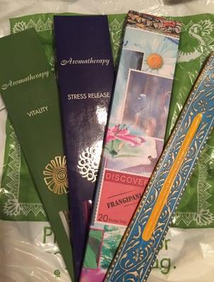 I picked up a nice selection of incense sticks for only .99 cents a box!