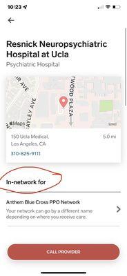 This is from my portal when I look for it and it says IN NETWORK