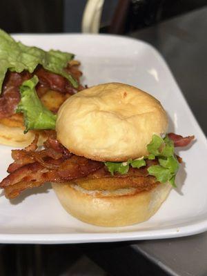 BLT slider with fried green tomatoes.