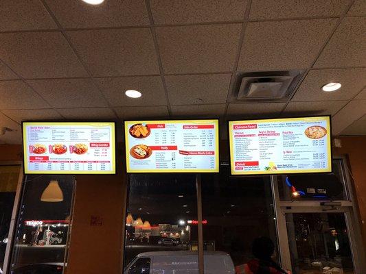 Large variety menu