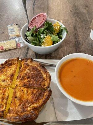 Super yummy turkey cheddar quiche, homemade tomato soup and poppy salad. Very delicious and fresh! Best place to eat lunch in Algona!