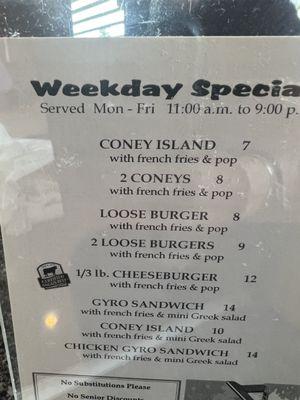 Daily specials