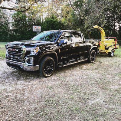 Wood chipper attached to my GMC Sierra