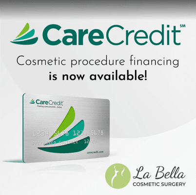 We accept CareCredit for easy financing so you can have the body of your dreams today!