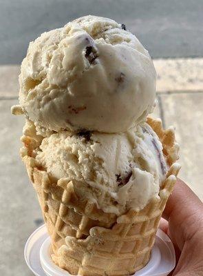 Butter pecan double scoop on waffle cone...yummmmmmmmm