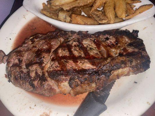 Ribeye with fries