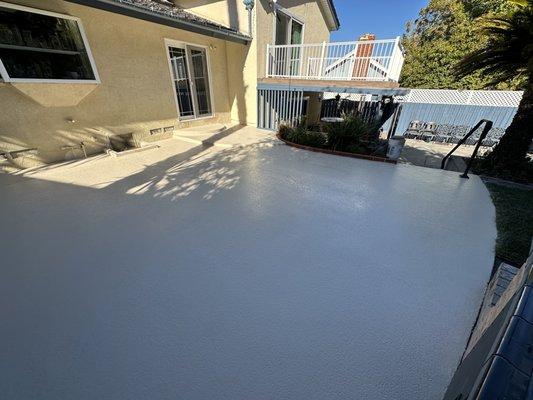 Clean and topcoat of existing knockdown patio