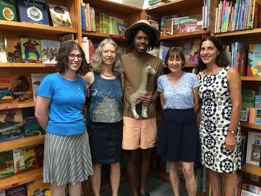 Illustrator Christian Robinson with staff of Children's Book World - February 2017