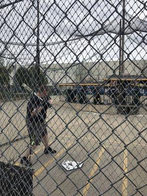 Having fun and hitting baseballs in the cage!