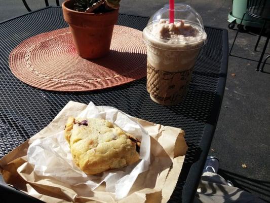 Vanilla Frappe with Blueberry Scone