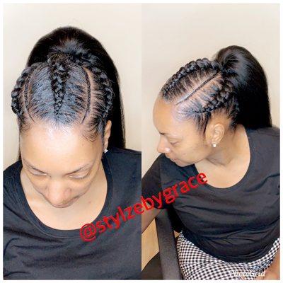 Cornrows with ponytail