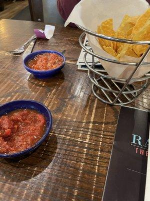 Chips were tasty and served with hearty salsa.