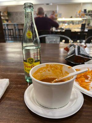 Tomato soup and Topo Chico