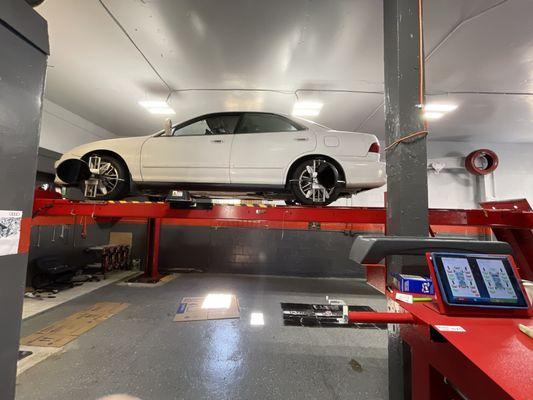 My Acura getting a wheel alignment