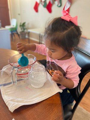 making snowglobes for parents