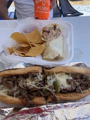 Blackened tuna wrap and the steak sub