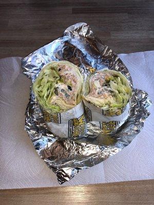 Tuna salad in salad wrap