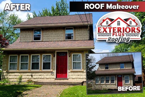 Before and After Photos of a recent roof replacement in North Canton, Ohio