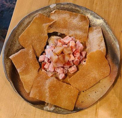 Fried wonton with Albacore and Tomatoes