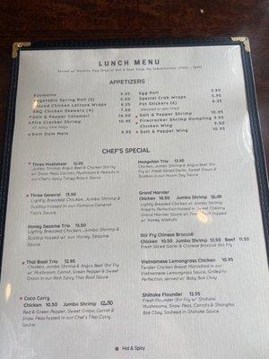 Lunch menu