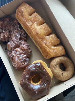 Apple Fritter, Bear Claw, Chocolate Glazed, Blueberry Cake