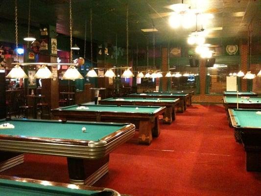 100 year old Brunswick pool tables.