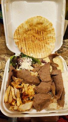 Combo Plate with Gyro and Chicken Shawarma