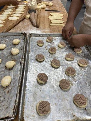 Baked goods freshly made.