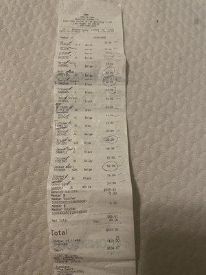 My receipts. I was overcharged 50$+ tax. Got kicked out of the store for asking for my refund. Never received my refund.