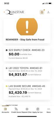 Qualstar Credit Union committing fraud adjusting dates and amount due.