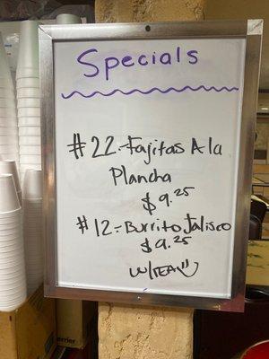 Daily specials