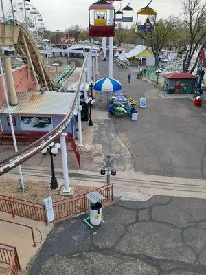 High rise ride overlooking the park.