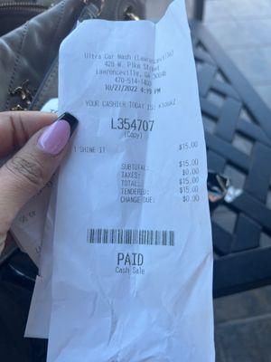 Copy of receipt, no refund given