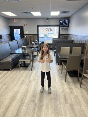 Rosie in the dining room