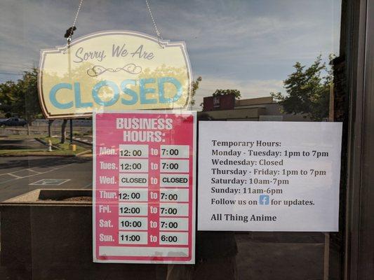 Store hours.