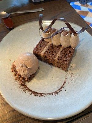 Chocolate cake with ice cream