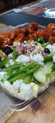 Mango Habanero   boneless wings on create your own salad. Fresh salad bar also available!