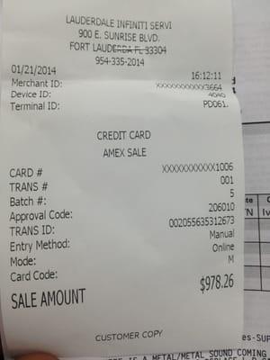 What had to pay today in the fort Lauderdale location