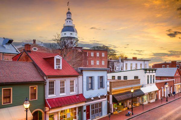 Sun setting on downtown Annapolis