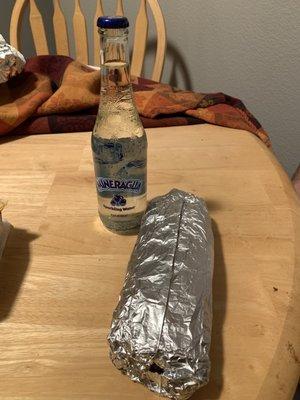 Mexican Burrito (with Mineragua for scale).